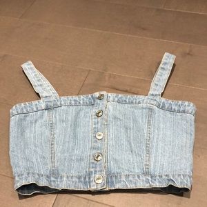 Light wash denim crop top
